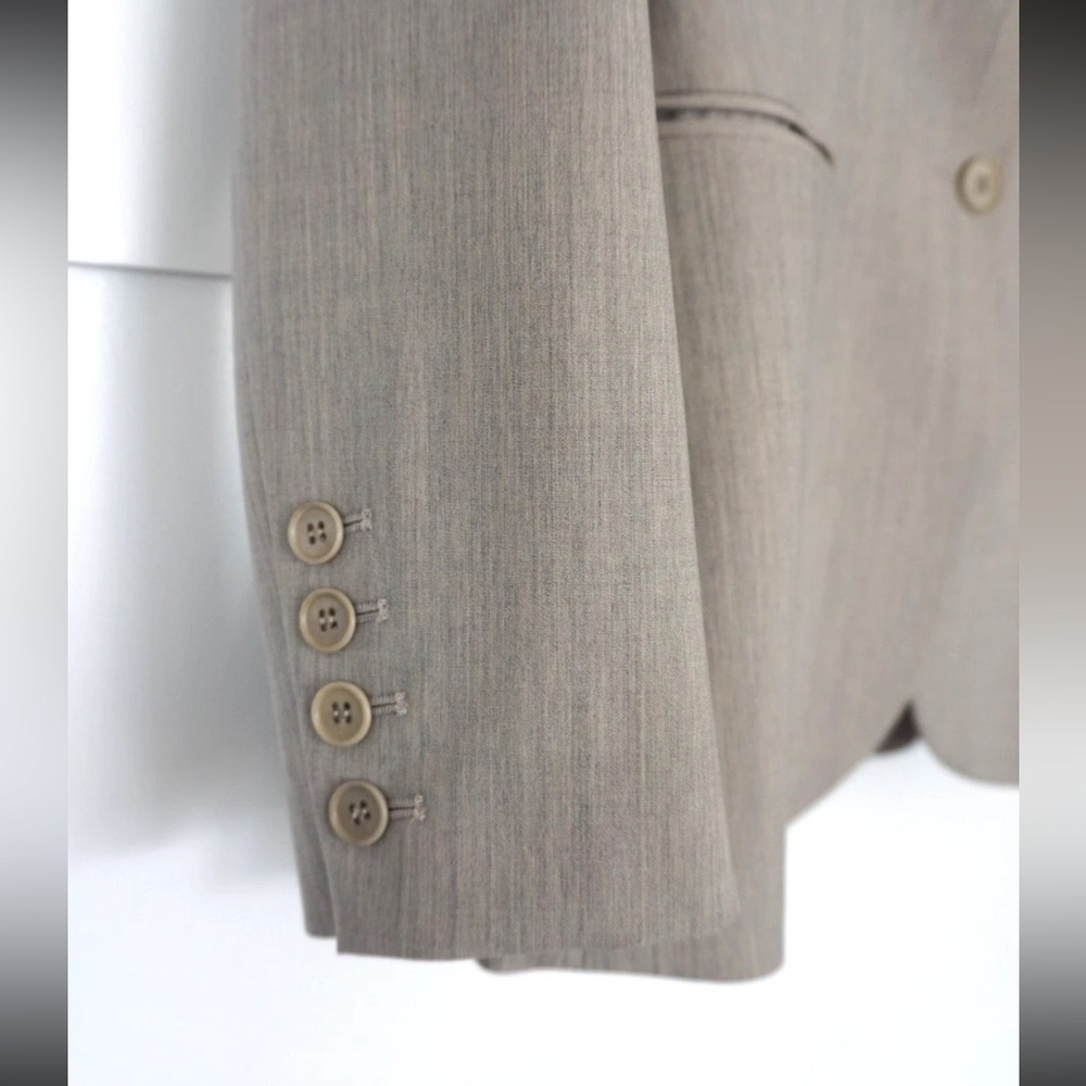 Theory Womens Rory Tailor Tailored Wool Gray Sand Blazer Jacket 4 - Picture 2 of 9